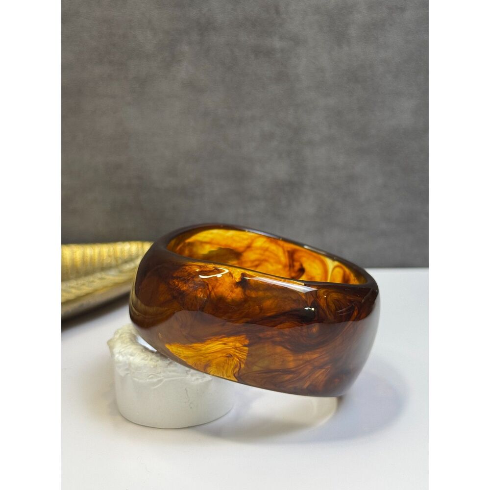 Brown Swirl Resin Bangle Bracelet